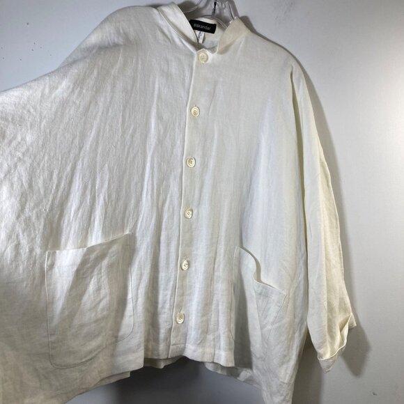 Womens Eskandar Bergdorf Goodman Lagenlook Boxy Linen Jacket White Esk‎ size1 US - Picture 2 of 15